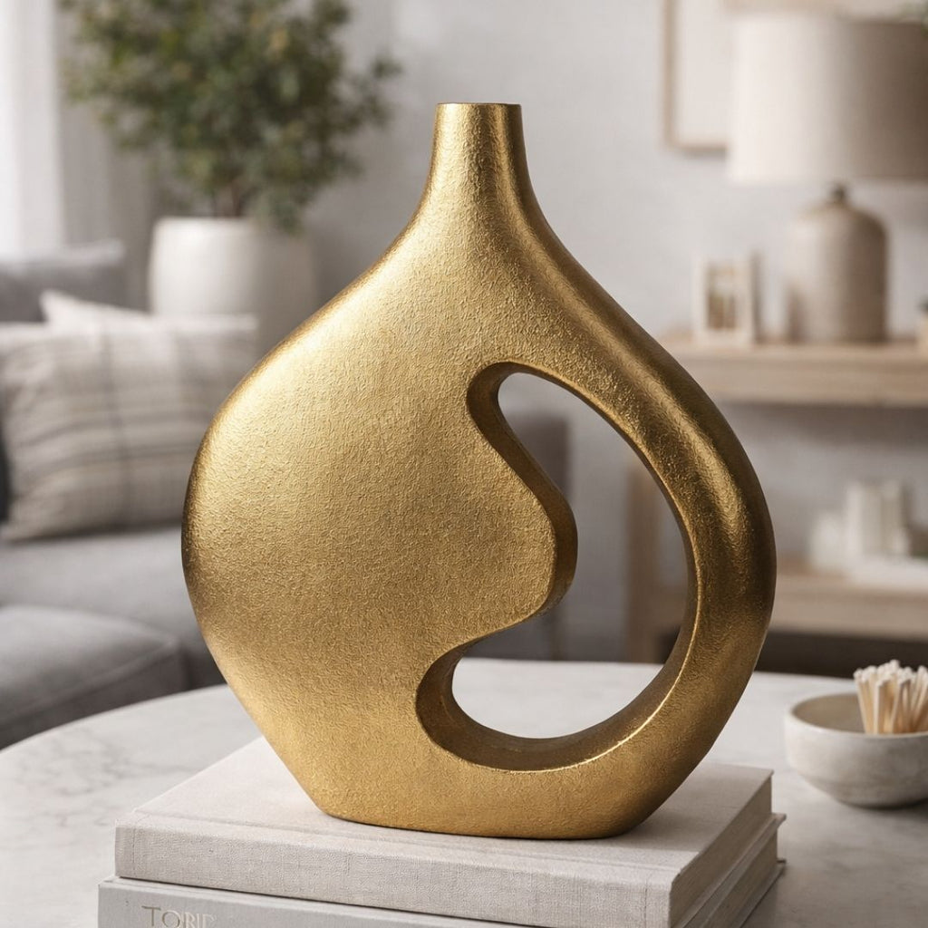 Jarrón Decorativo Escultural Dorado chico