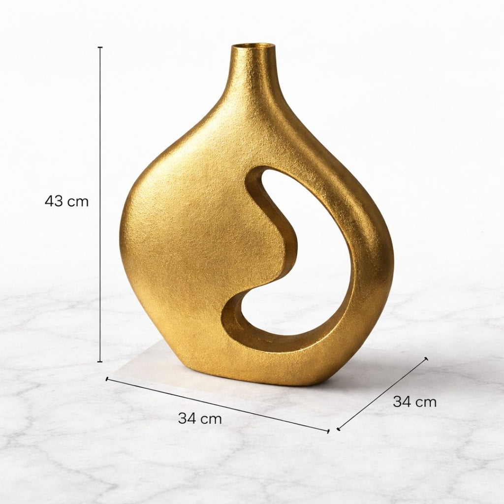 Jarrón Decorativo Escultural Dorado chico