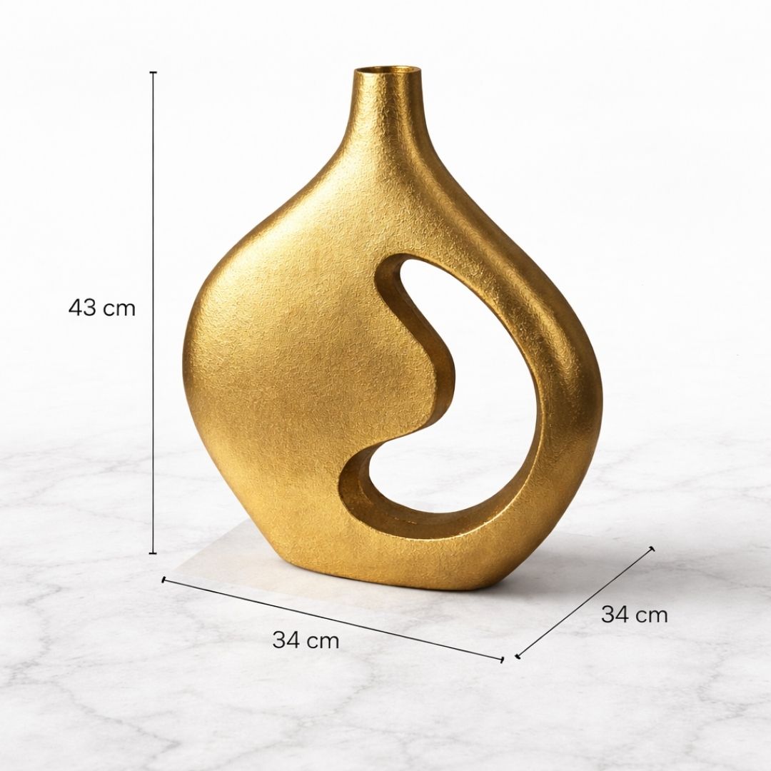 Jarrón Decorativo Escultural Dorado chico