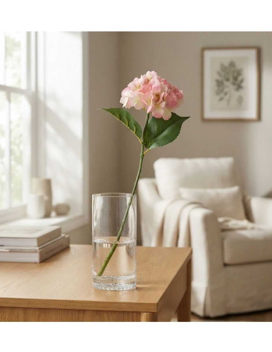 Rama artificial hortensia rosa difuminado