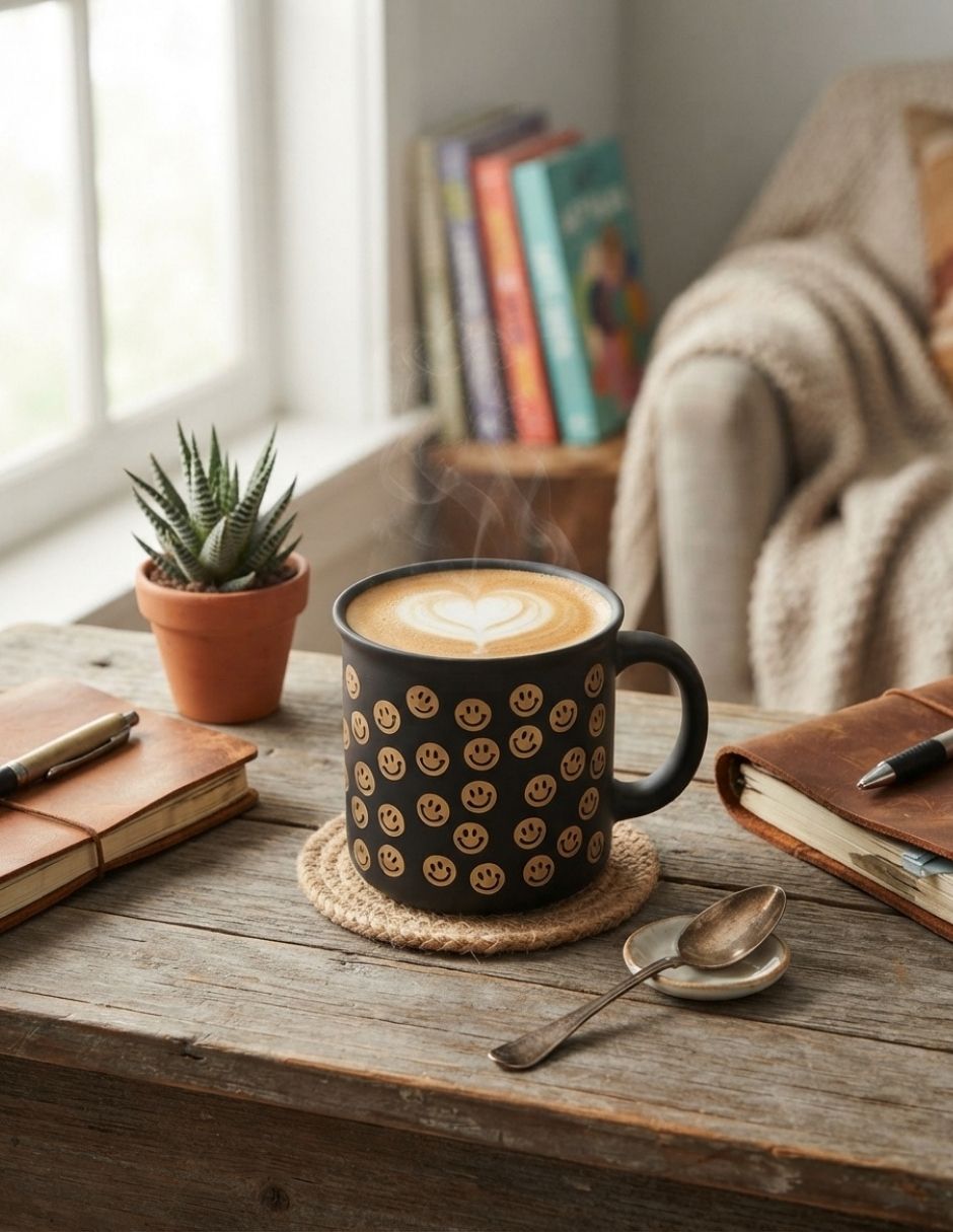 Taza de caras sonrientes