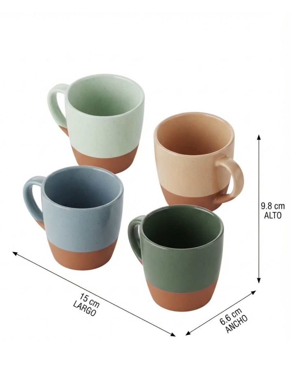 Set de 4 tazas mate